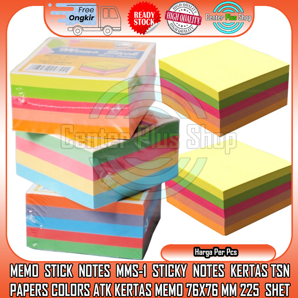 

JK Papers Color Memo Stick Notes MMS-1 Kertas Tempel Catatan TSN 76x76mm 400 Lembar Hijau Stabilo Pink Orange Biru ATK Kerja Sekolah Kantor Alat Tulis Stik Mini Soft Ringkas Kotak Momeo Buku Dinding RFA Styrofoam 225 Sheets