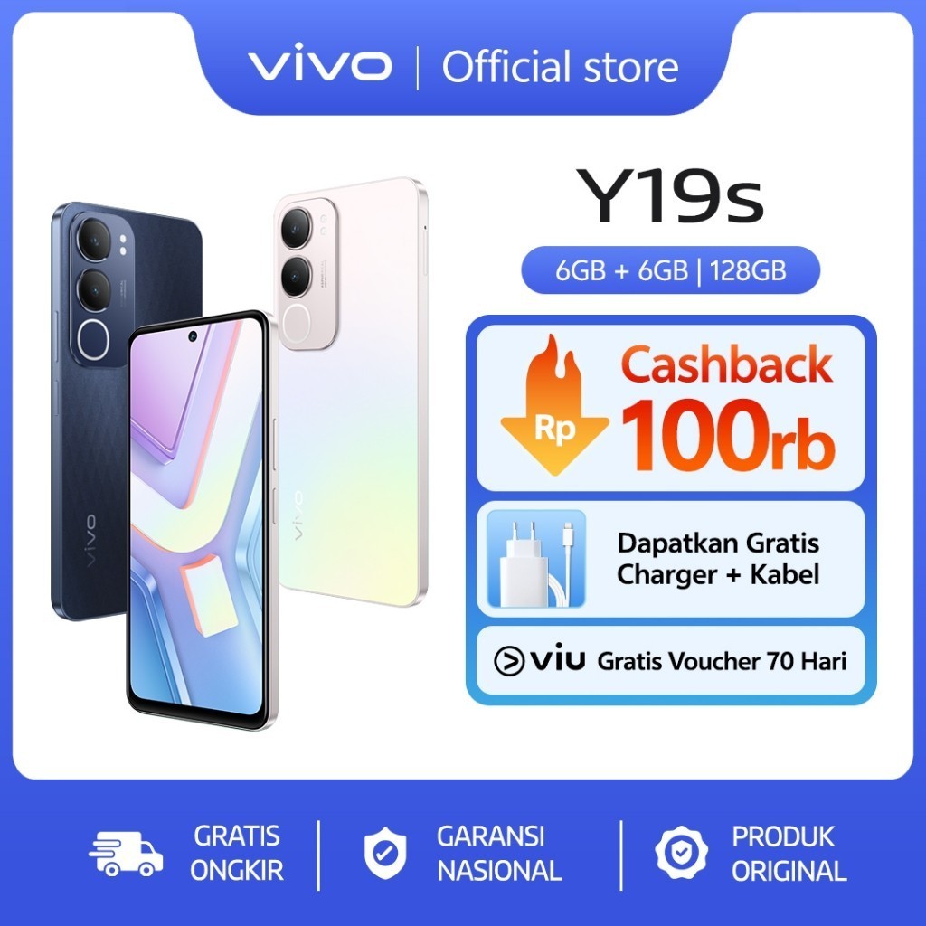 vivo Y19S (6/128) - 50 MP AI Camera, 5500mAh+15W FlashCharge, SGS Drop Resistance, IP64 Dust Waterpr
