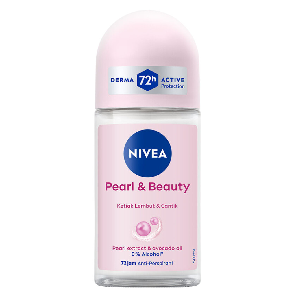 NIVEA Deodorant Roll On Pearl & Beauty 50ml – Deodoran Wanita Brightening dengan Ekstrak Mutiara & A