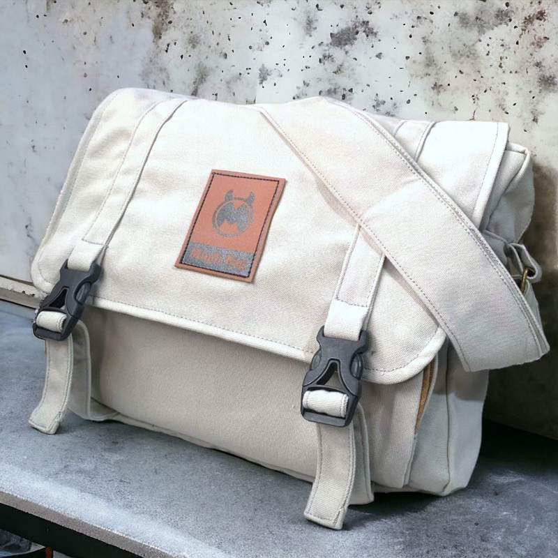 TAS SLEMPANG KANVAS | TAS SELEMPANG UNISEX | TAS KULIAH KERJA TAS SLEMPANG MIQDI BAG