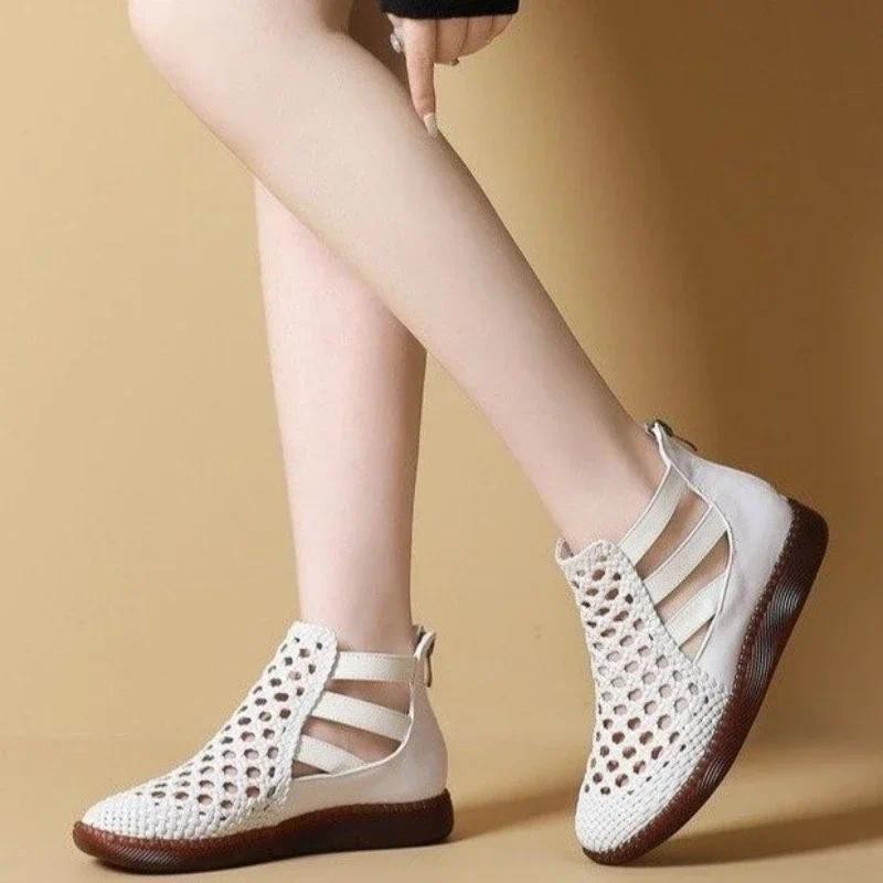 Round Toe Thick Sole Sandals Women Summer 2024  Hollow Out Sandals for Women Orthopedic Sandals Comf