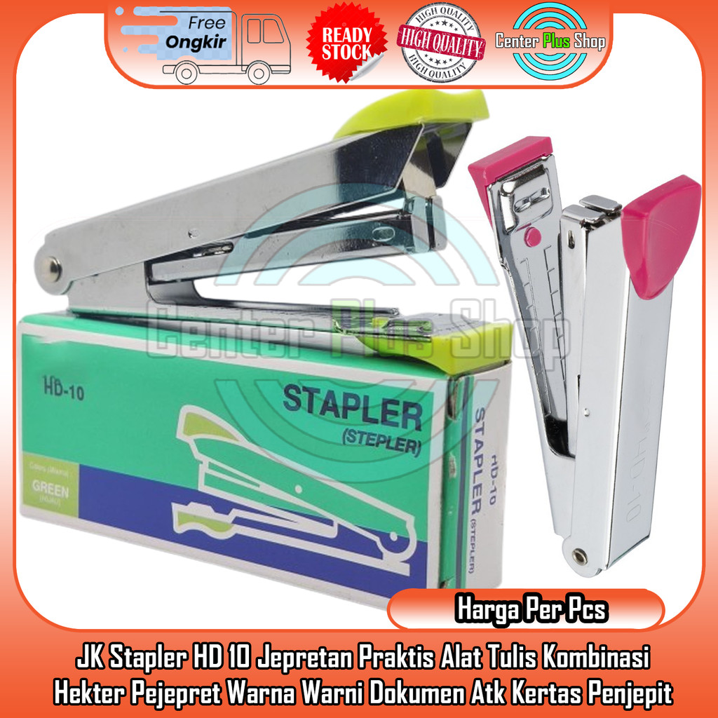 

JK Stapler HD 10 Jepretan Praktis Alat Tulis Kombinasi Hakter Pejepret Warna Warni Dokumen Atk Kertas Penjepit Color Pembungkus Hekter Necis Ringan Kokoh Simpel Presisi Ergonomis SJN Estetis Kekinian Portabel Modern
