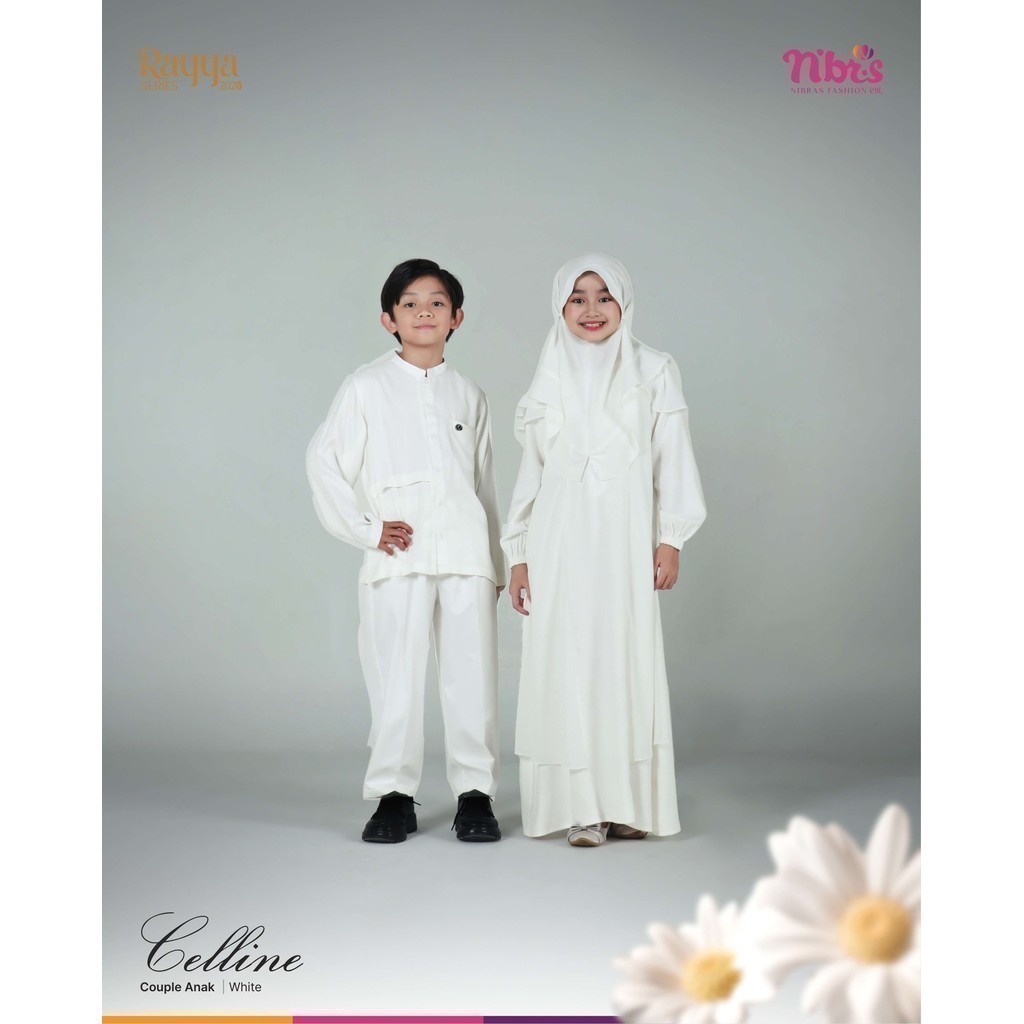Gamis anak nibras celline || gamis putih anal || One Set Dress Series Celline Gamis Anak by Nibras