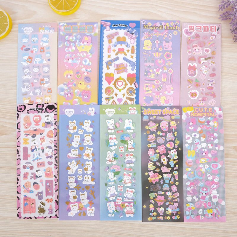 

SKYSONIC BOBO Scrapbooking Stickers Journal Decor Lable Cute Kawaii Idol Stationery Postcards Korean Decor Sticker Suppli
