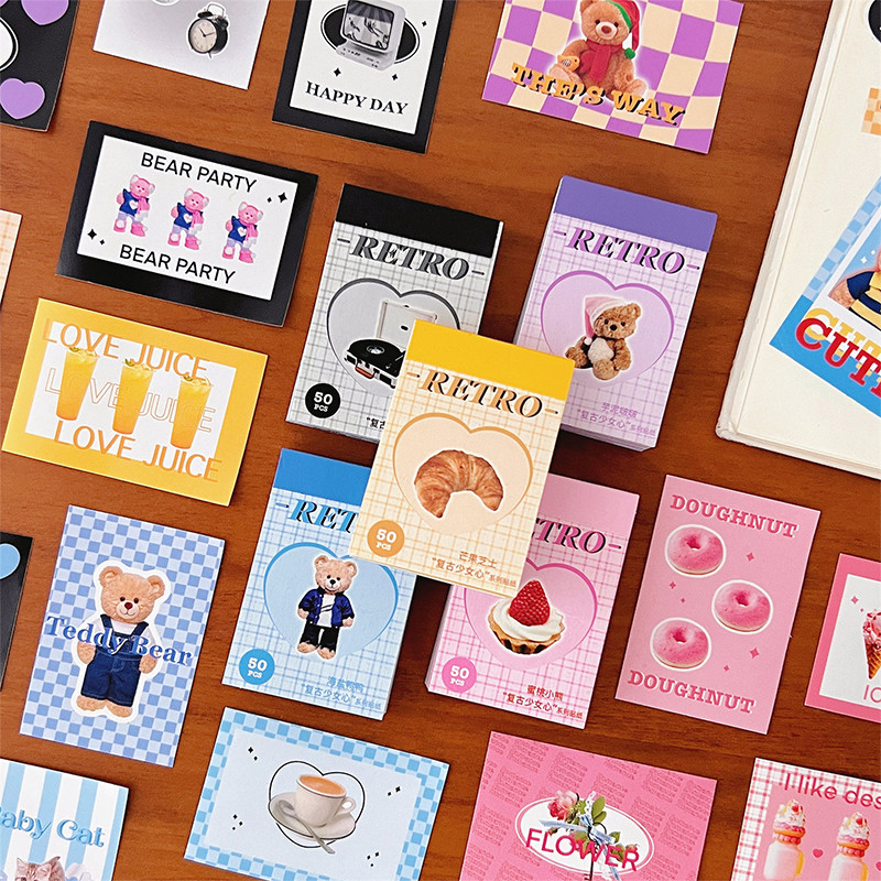 

50Sheets Kawaii Bear Party Stickers Planner Journal Collage DIY Idol Card Decoration Material Sticker Book Stationery Supplies