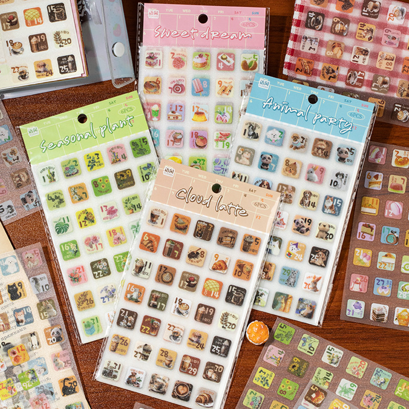 

Mr Paper 12pcs/bag Time Stamp Glitter PET Waterproof Sticker DIY Handbook Calendar Diary Cup Laptop Phone Case Notebook Envelope