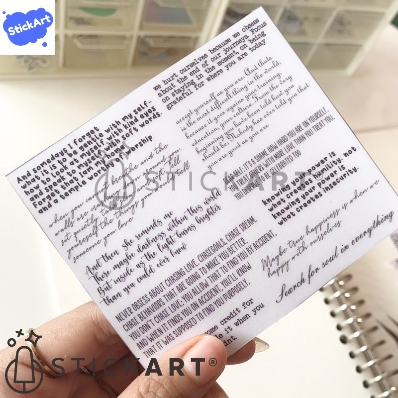 

[STICKART] Stiker Quotes Dan Puisi/ Stiker Jurnal/ Sticker Journal BAHAN DAN KWALITAS PREMIUM