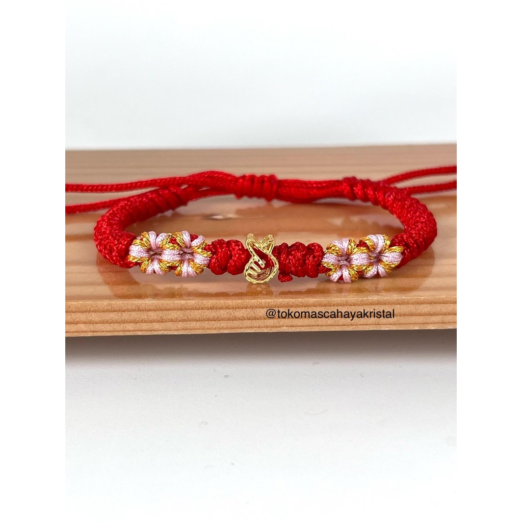 Gelang Tali Emas Charm Saranghae / Love / Hati emas 8k 37.5% - Gold Charm Bracelet