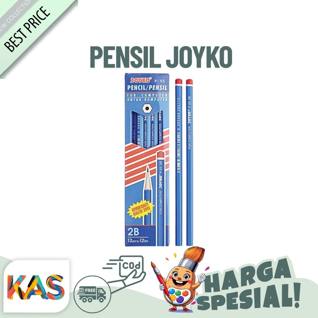 

Pensil 2B Joyko P-93 Biru Pensil Sekolah - Lusinan (12 pcs)