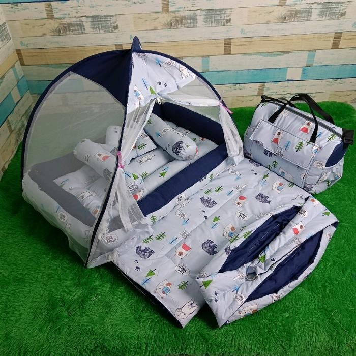 Kasur Bayi kelambu Free Bedcover+ Tas & Gendongan | kasur bayi 1 set lengkap | Kasur bayi empuk | Ge