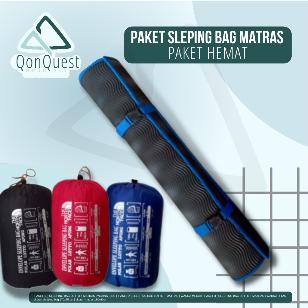 DD35 Paket Sleeping Bag Bantal Lotto + Matras / Paket Sleping Bag Matras / Paket Matras Sleeping Bag