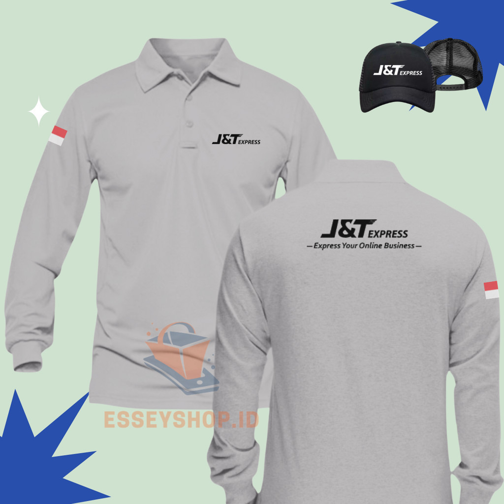 BONUS TOPI  BBaju Tshirt Poloshirt Shirt T-Shirt Logo Seragam Hijau Adem Cowok Terkeren Jnt Express 
