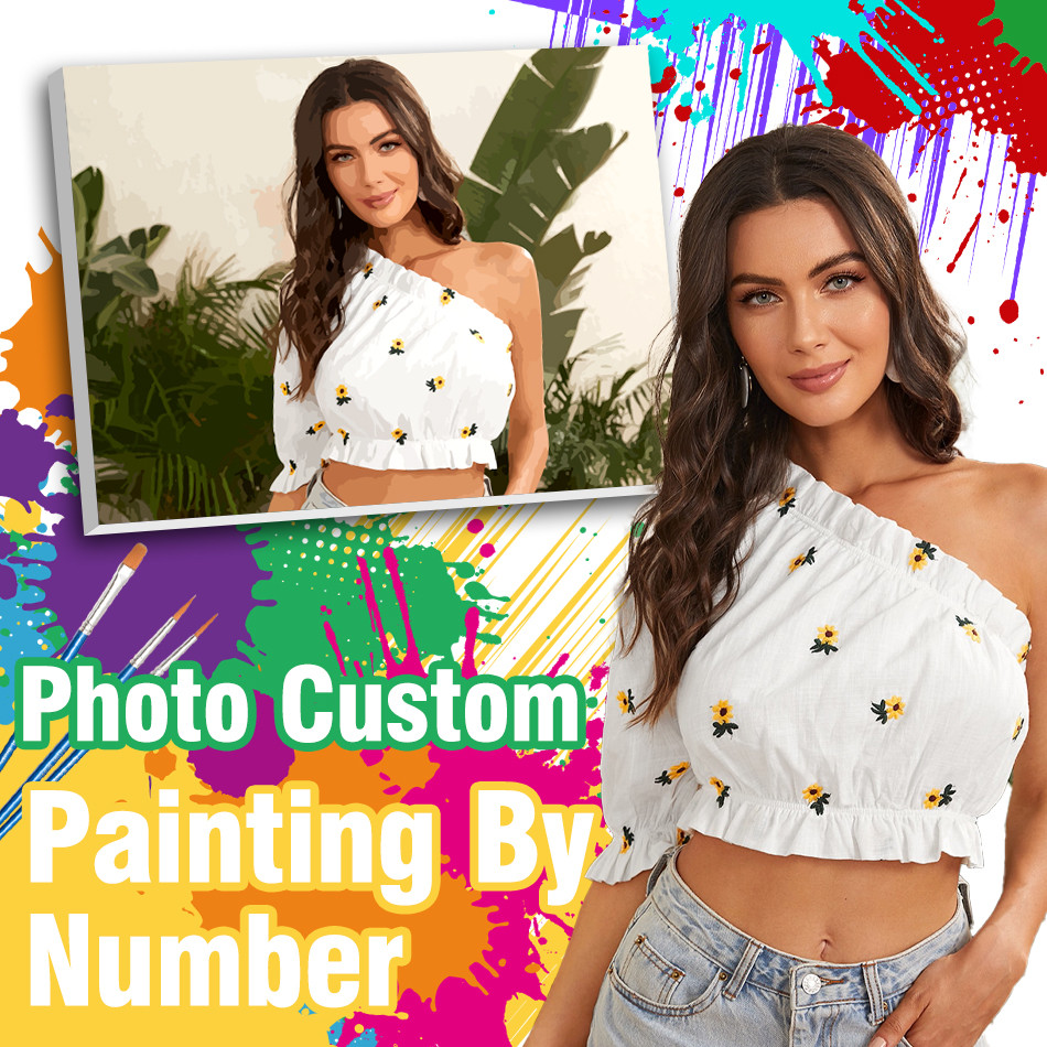 

RUOPOTY Photo Custom Oil Picture Drawing Coloring Living Room HandPainted On Canvas By Number Kits Handmade Gift Home Decor