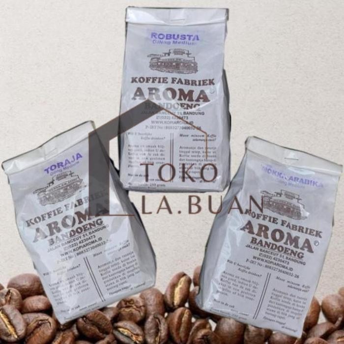 

KOPI AROMA BANDUNG ROBUSTA MOKKA ARABIKA TORAJA MIX 250 GR - Robusta, halus