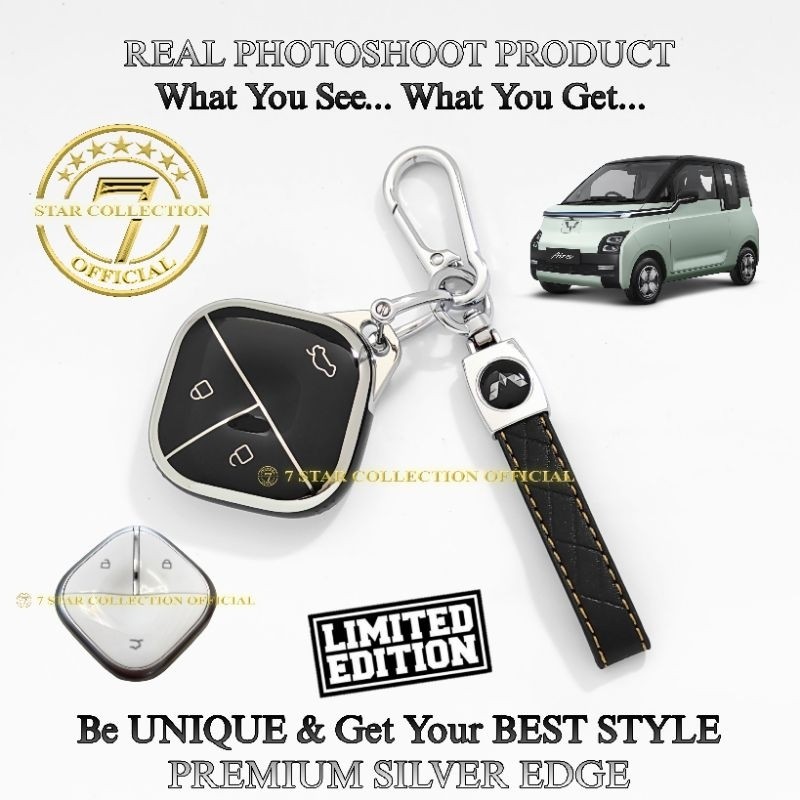 Cover Case Sarung Kunci Remote Mobil Wuling Air EV LONG RANGE  Silver Edge Limited Editionco