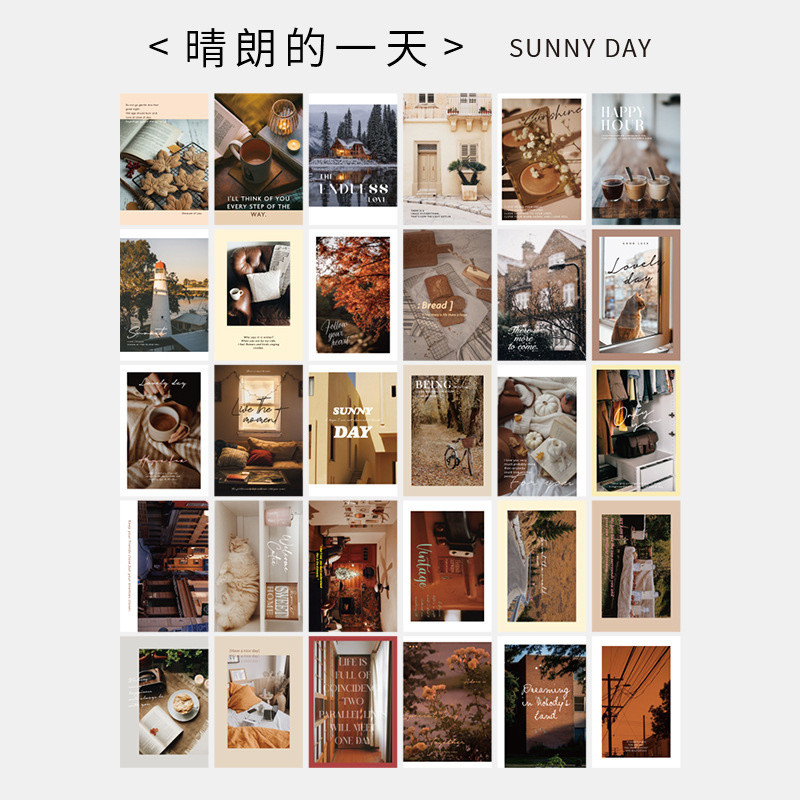 

Ins Nordic Cozy Sunny Day Artistic Postcard Home Decor Background Wall Stickers Photo Props Aesthetic Decorative Card 30 Sheets