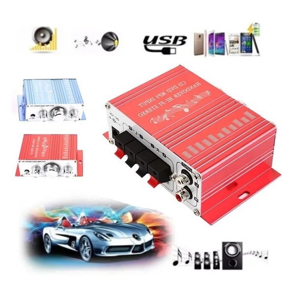(LOKALOKA) Amplifier Mini Power Speaker Stereo Output Audio DVD MP3 Mp4