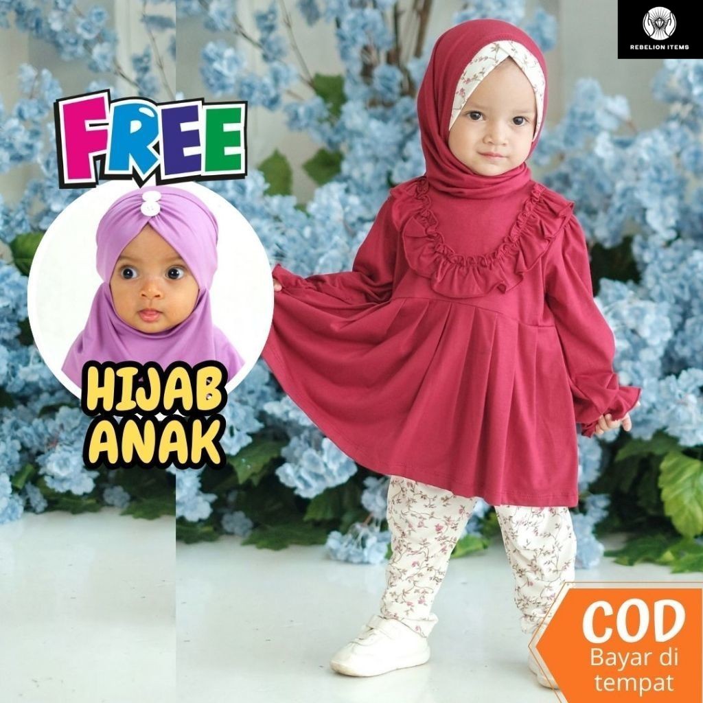 Ayana One Set Lilbi - Little Bee Boutique - Baju Anak Casual Perempuan - Busana Muslim Anak 3 tahun 