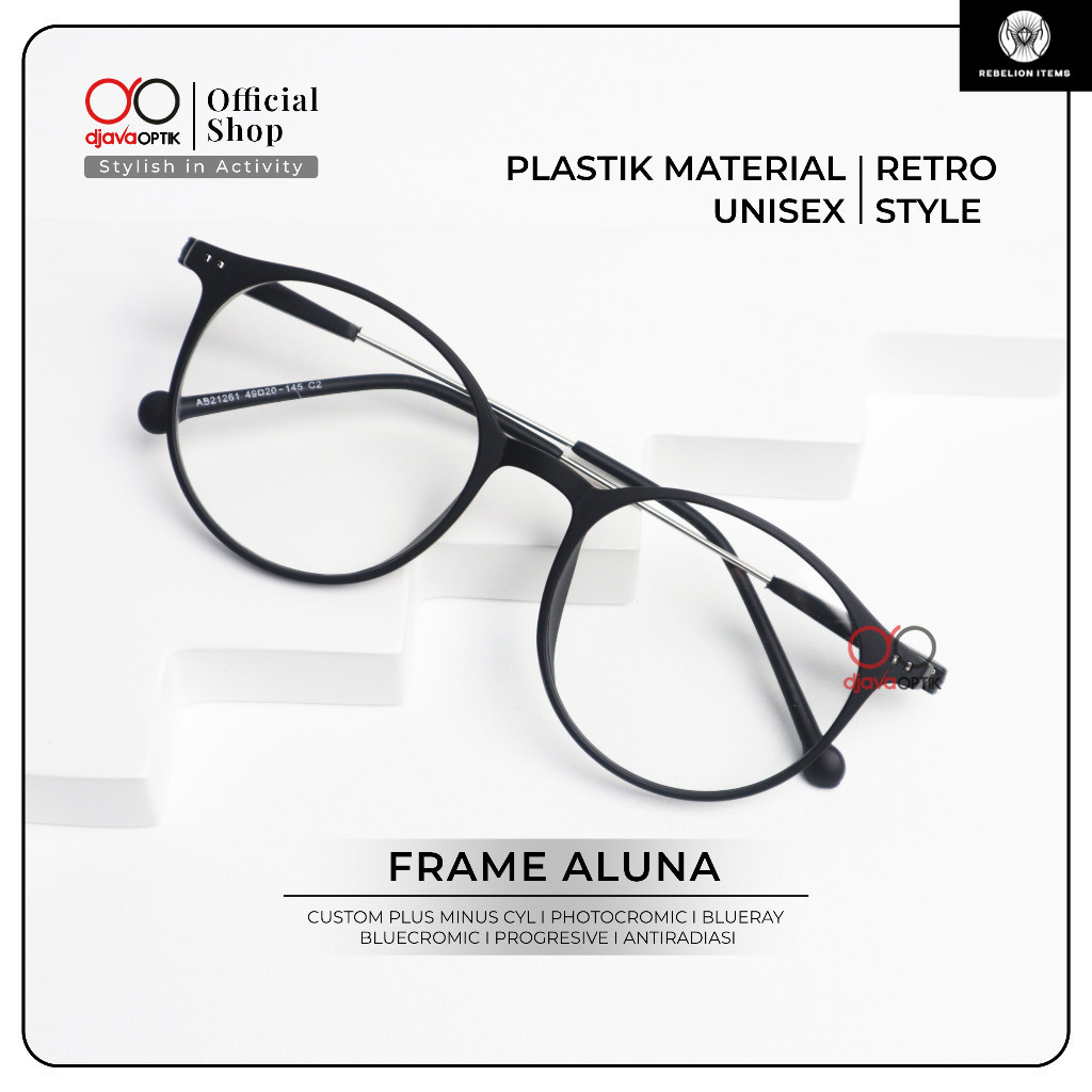 DJAVA OPTIK - Frame Aluna - Kacamata Korea Oval Plastik Lentur Hijab