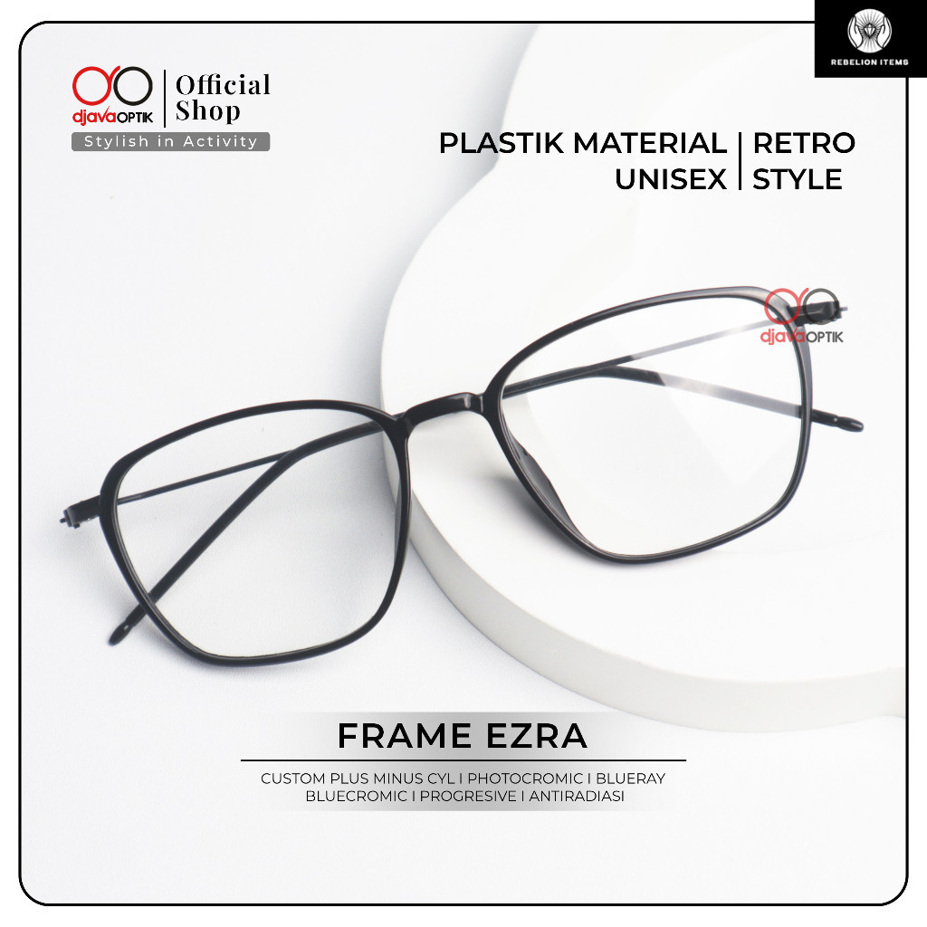DJAVA OPTIK - Frame Ezra - Photocromic Modis Kacamata Kotak Kacamata Minus/ Baca Antiradiasi