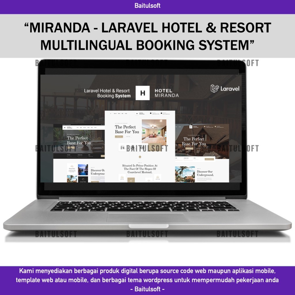 SOURCE CODE APLIKASI WEB MIRANDA - LARAVEL HOTEL & RESORT MULTILINGUAL BOOKING SYSTEM D405 BAITULSOF