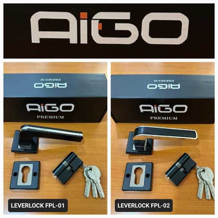 Kunci Pintu Pisah BLACK AIGO / Handle Rossete Pintu Pisah Hitam AIGO