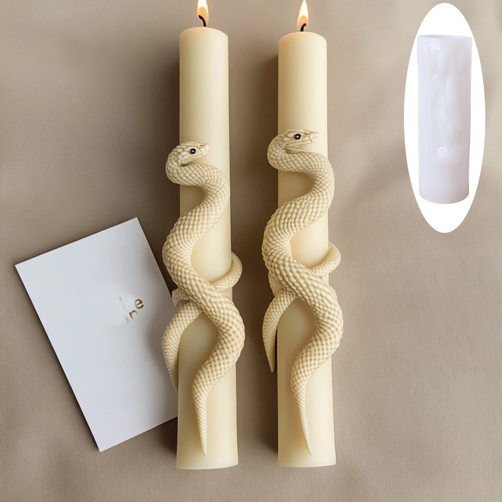 

DIY Spiral snake relief long pole candle silicone mold bent snake spiral cylinder resin mould snake relief cement gypsum molds