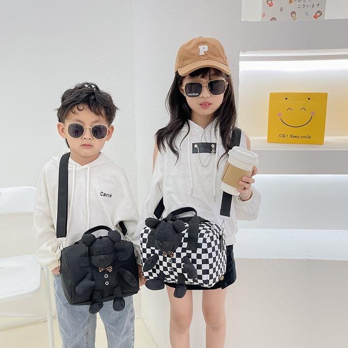 [JX-8131] Tas MK Mouse Anak Sling Bag Mini Boneka Kotak Kotak & Hitam Korean Style *Import