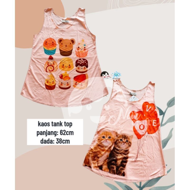 

KAOS TANK TOP WANITA GAMBAR CUPCAKE DAN KUCING / PAKAIAN WANITA