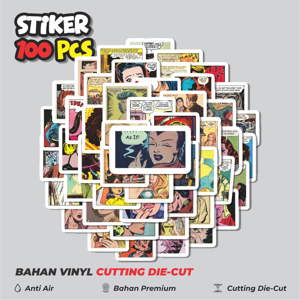 

Terbaru! 50 pcs Stiker Pop Comics Stiker Dekorasi Lucu Kreatif untuk Notebook, Skateboard, HP
