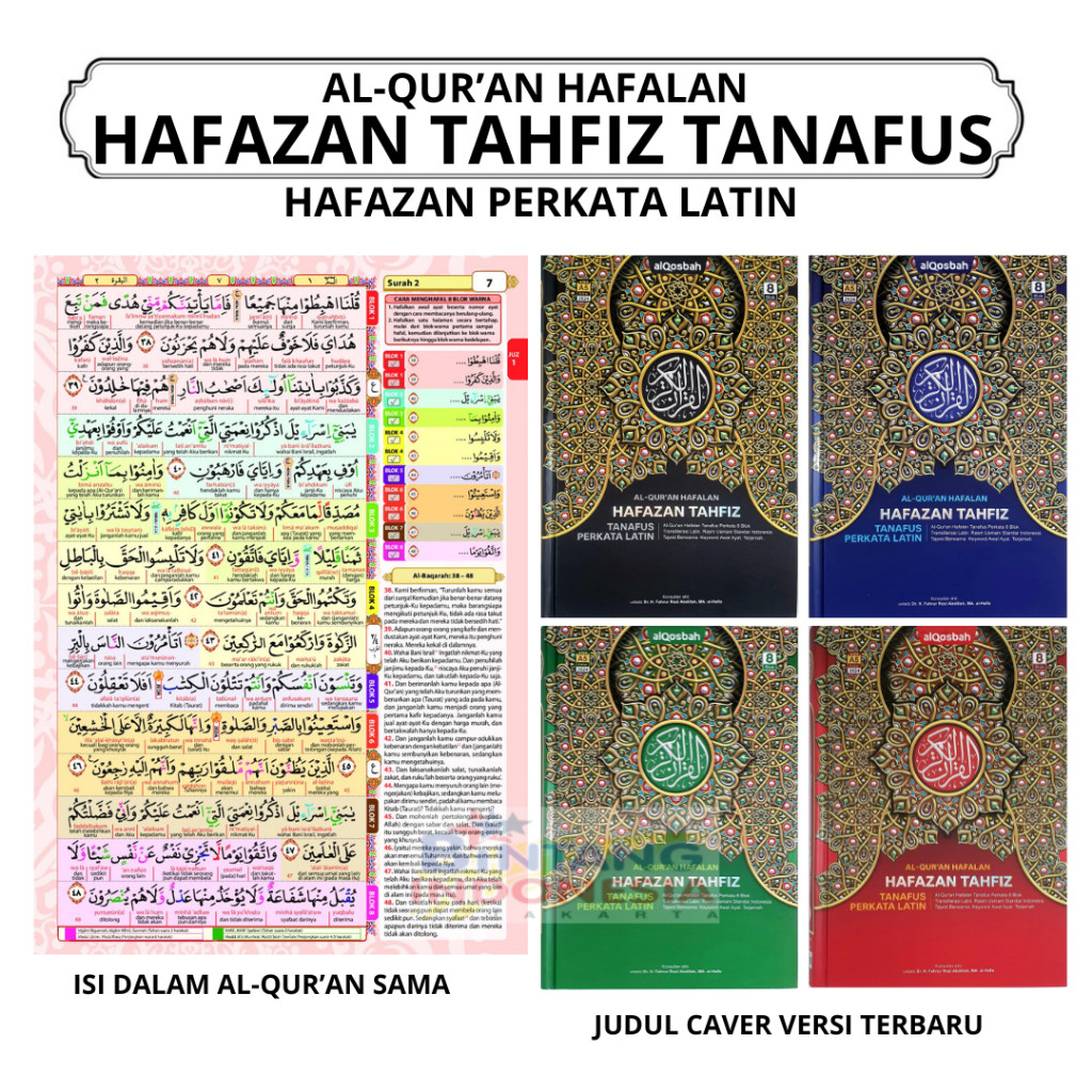 

Al Quran Tajwid Hafalan Hafazan Tanafus Perkata Latin 8 Blok Al Quran Ukuran A5 Quran Wakaf