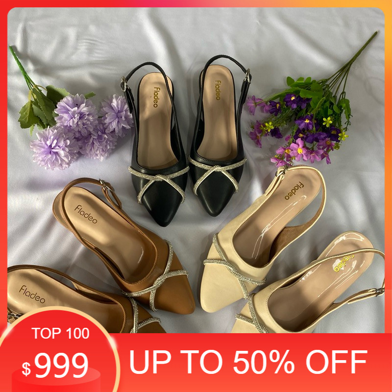 sandal dan sepatu murah fld tali belakang gliter 3 cm nyaman dan trendy