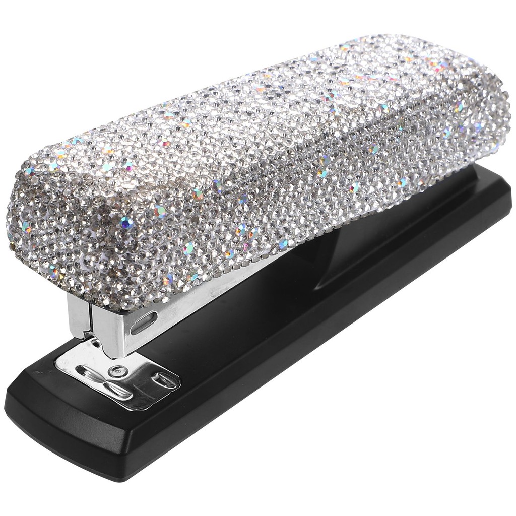 

Diamond Rhinestone Stapler White Small Office Desk Paper Metal Multi Use Portable Heavy Duty Handheld Sturdy Creative