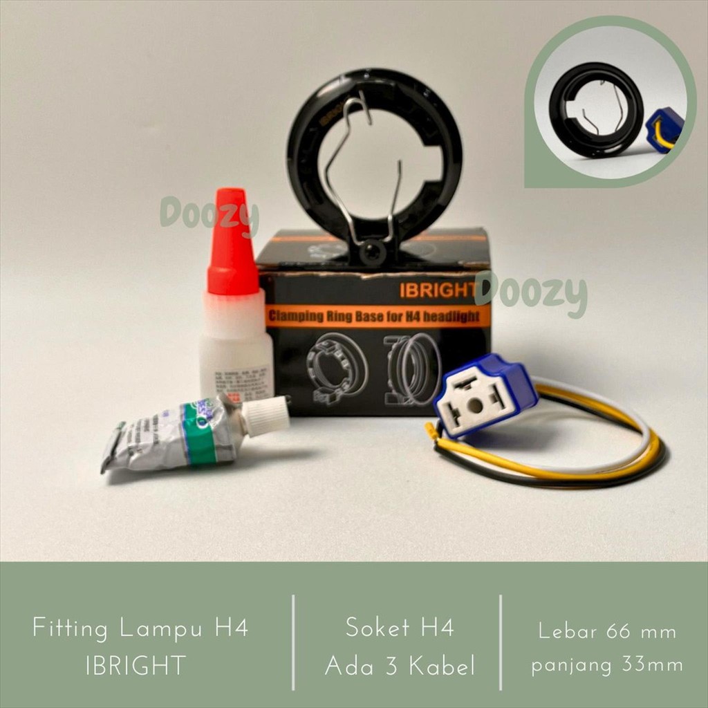 IBRIGHT Fitting Lampu Soket H4
