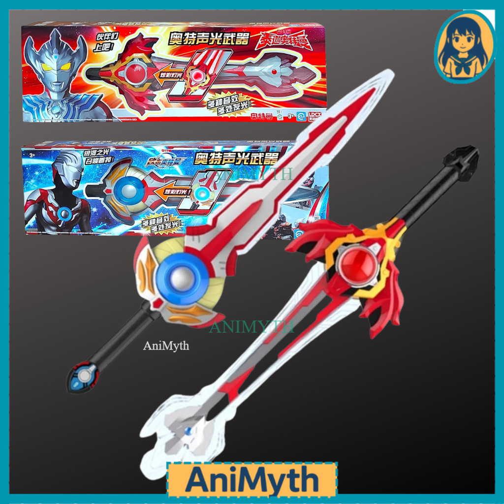 Mainan Pedang Ultraman Taiga Tri-Strium Ultraman Orb Calibur Lampu & Suara Musik