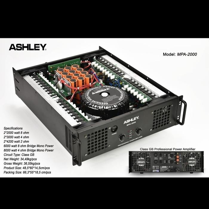 POWER AMPLIFIER ASHLEY MPA2000 CLASS GB 2X2000 WATT MPA 2000 ORIGINAL GARANSI