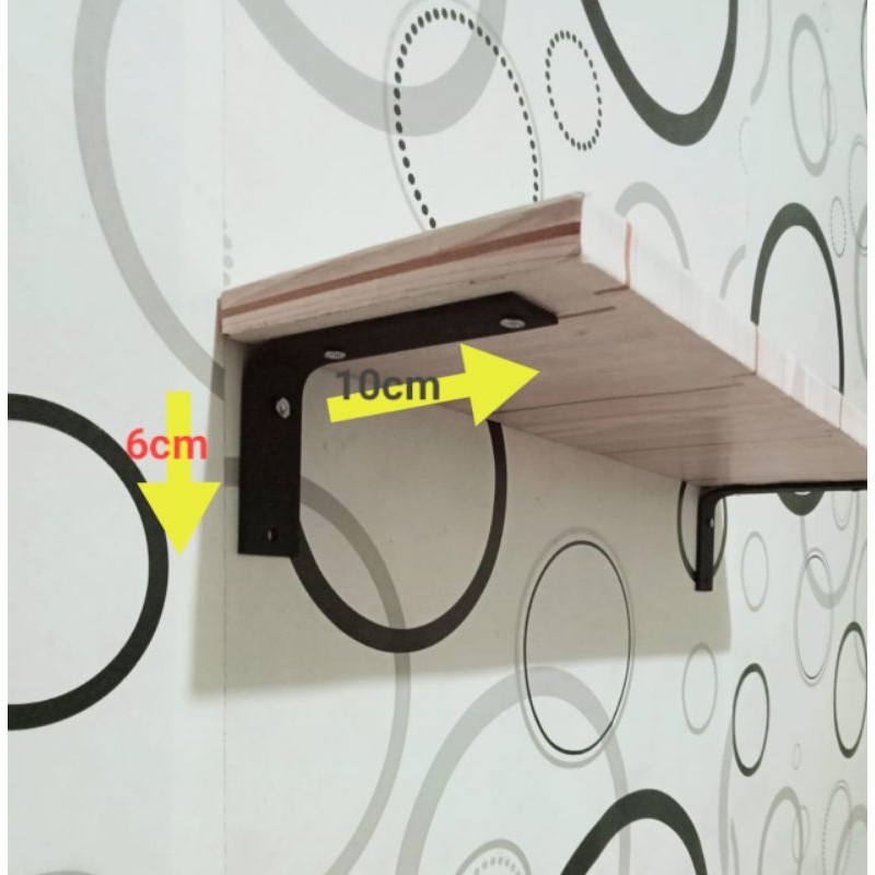 siku besi L penyangga rak dinding/ kayu.ambalan.6cm*10cm