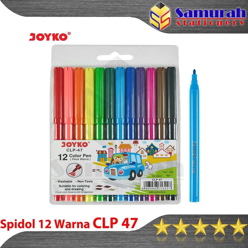 

Spidol Set 12 Warna CLP-47 Joyko / Spidol Kecil CLP47 12 Colors Washable / Pena Kuas Bisa Hapus CLP 47