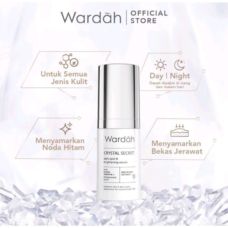 Wardah Crystal Secret Dark Spot & Brightening Serum 20 ml - Serum dengan Ekstrak Edelweiss - Mencera