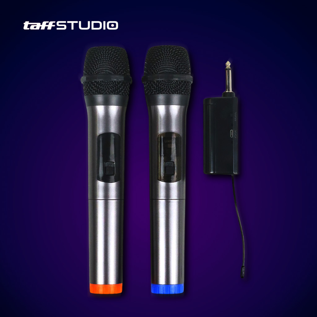 TaffSTUDIO MC-1200 2 PCS Mikrofon Mic Wireless Original Tanpa Kabel / 2 PCS Mic Mikrofon Wireless Ha