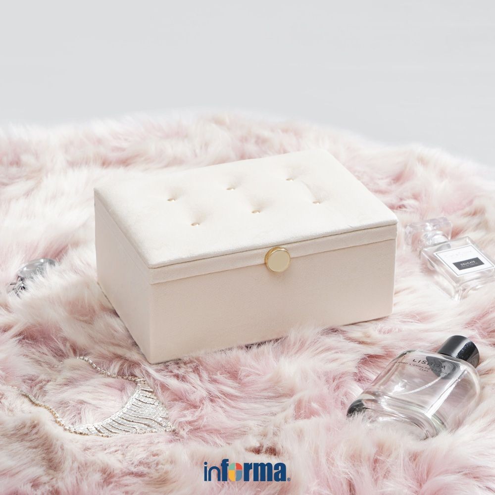 Informa 18.6x13x8.5 cm Camilla Kotak Perhiasan - Krem Beige Wadah Simpan Aksesoris Tempat Anting Kal