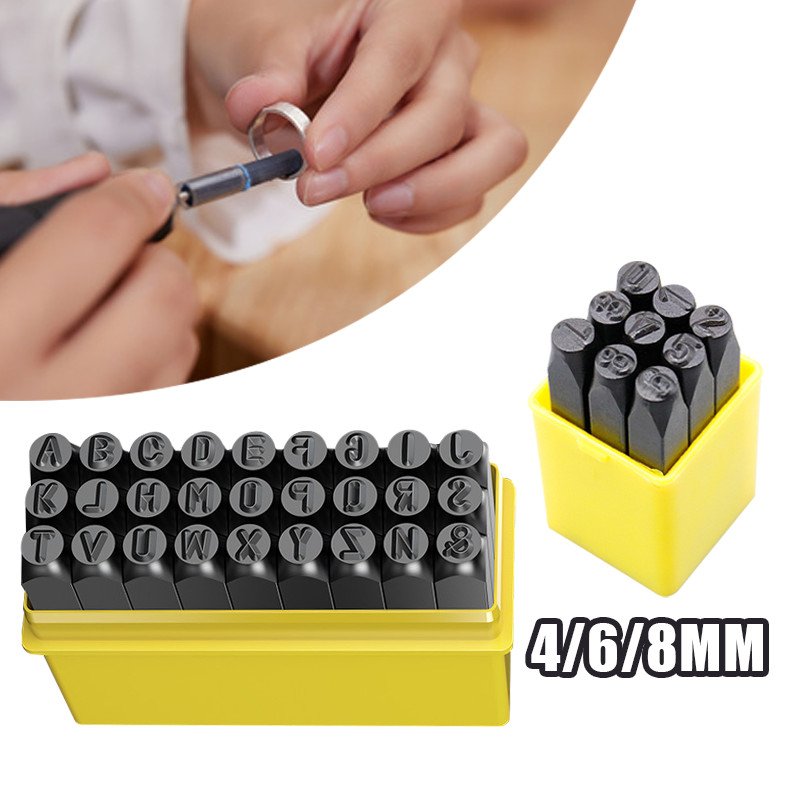 

Numbers Alphabets Ukuran 4mm 6mm 8mm Steel Stamp Stempel Cetakan Huruf Nomor Number Letter Punch Set 36pcs Angka Dan Huruf Ketok Besi