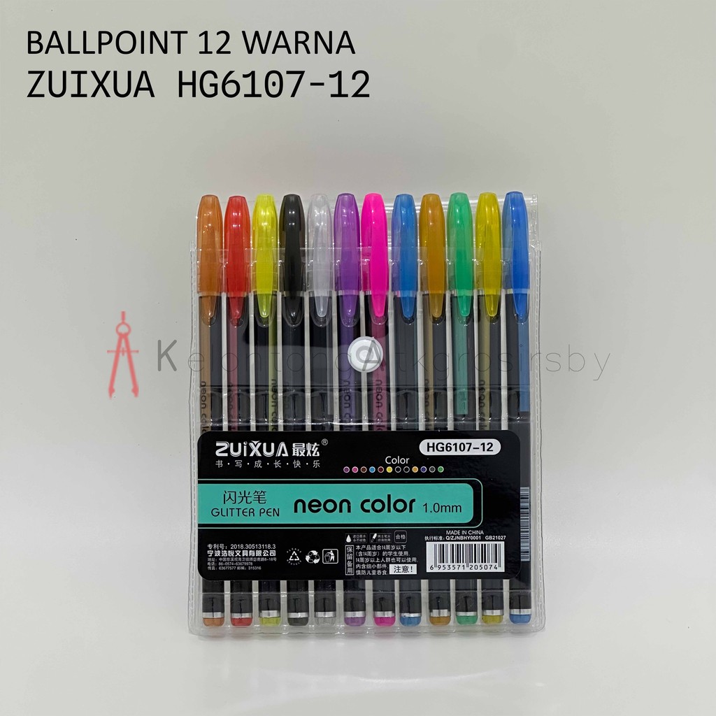

Ballpoint / Puplen / Bolpen 12 Warna Zuixua HG6107-12