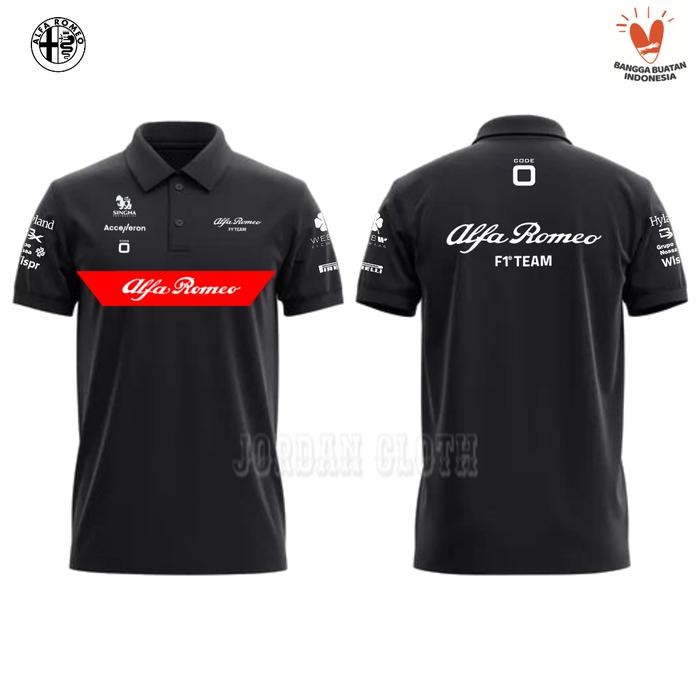 Polo shirt Tshirt Kaos Kerah Balap Alfa Romeo Racing Formula One F1 Team Kaos Mobil Polo Mobil Kaos 