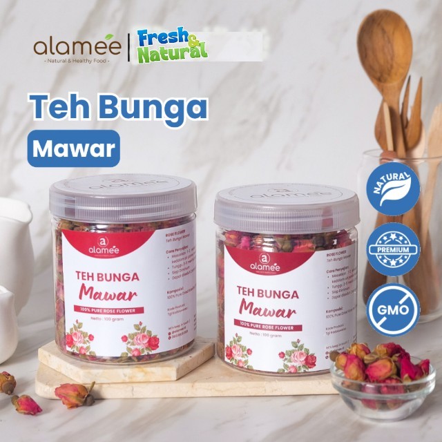 

Teh Bunga Mawar Rose Flower Kemasan Toples 100gr Flower Tea Organik Kering Dried Alami fresh and natural