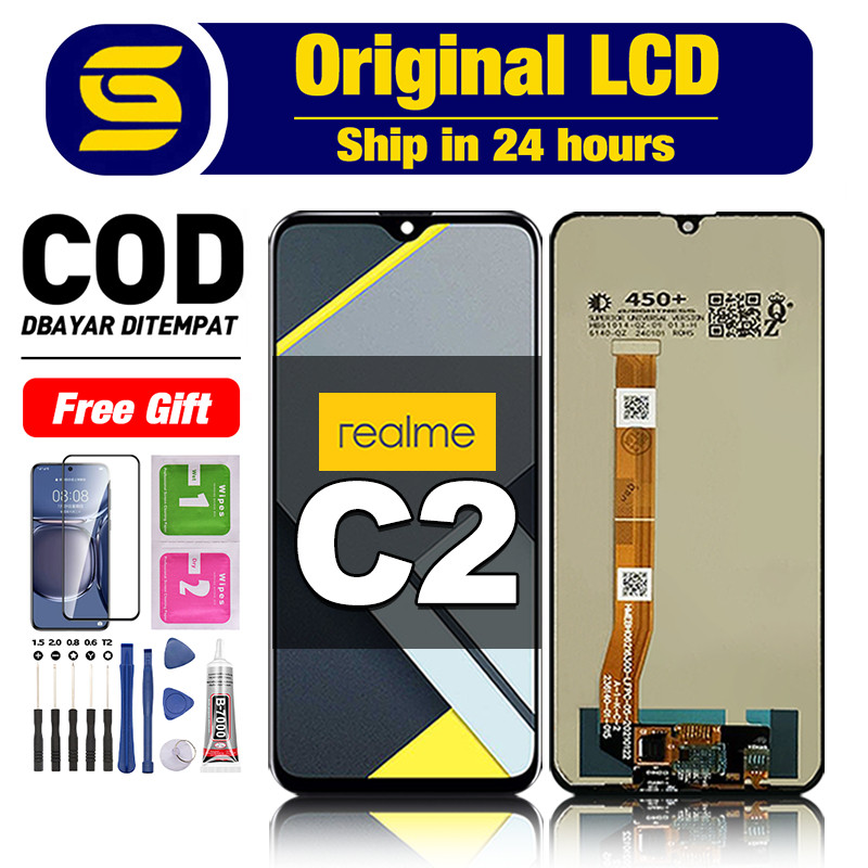 LCD Realme C2 Original 100% hp Touchscreen Fullset Compatible For Glass Digitizer ori asli COD