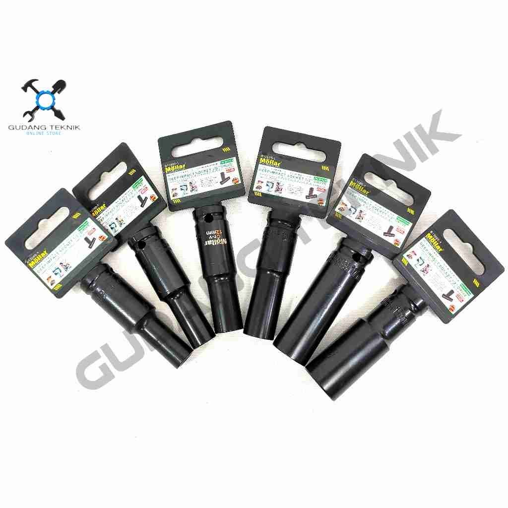 Mata Kunci Sock Socket PANJANG 1/2" 8mm 10mm 12mm 14mm 17mm 19mm 6PT MOLLAR / Mata Kunci DEEP Sok Sh