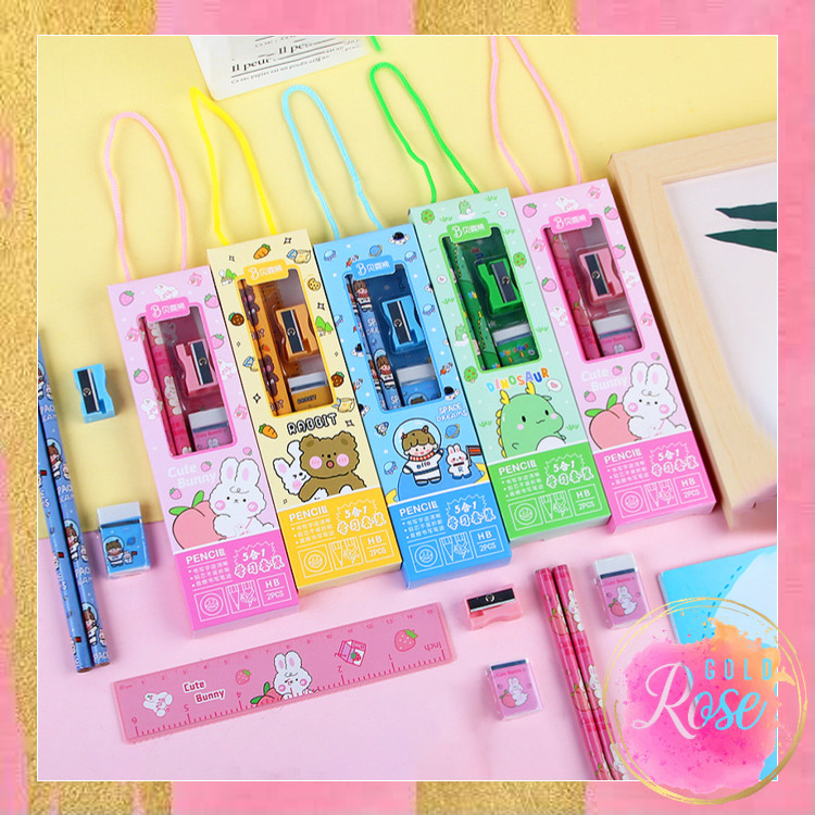 

ℛ S5989 Set Alat Tulis 5 In 1 Set Alat Tulis Kartun Set Alat Tulis 5 In 1 Lucu Set Alat Tulis Anak Motif Kartun