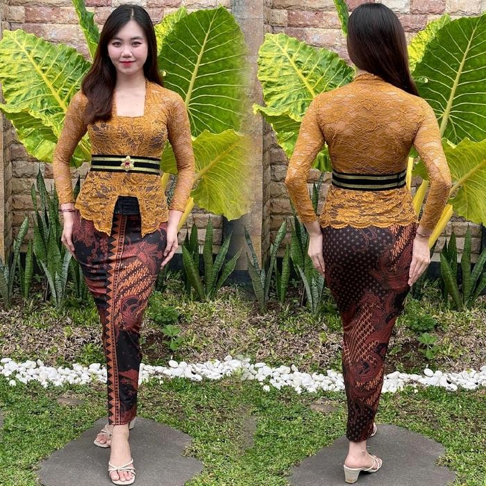 ONE SET KEBAYA SOFIA set belt Obi/ Setelan KEBAYA Brokat/atasan wanita tradisional Wisuda modern kam
