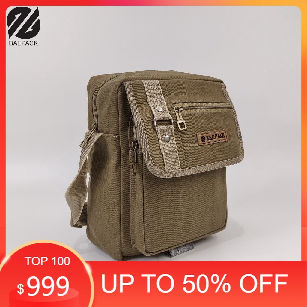 Tas Selempang Pria Simple Murah kekinian Keren Skena / Tas Selempang Kanvas Pria Dewasa Hanzo Khaki 